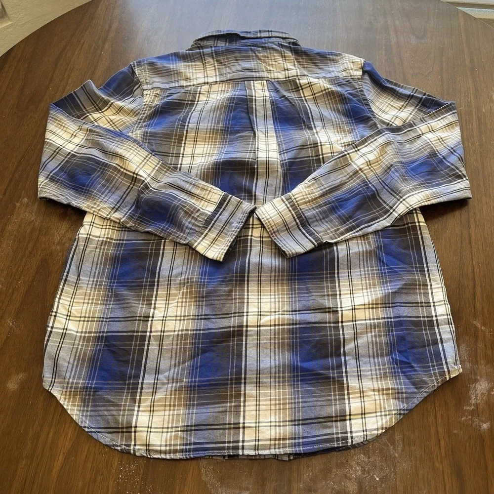 Vintage Ralph Lauren Mens XL Plaid Check Button Down Long Sleeve Shirt Blue